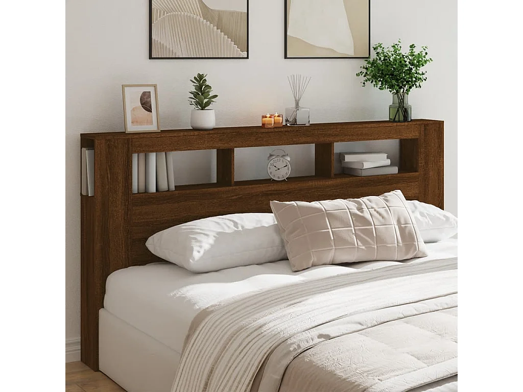 Tête de lit à LED chêne marron 200x18,5x103,5cm bois ingénierie
