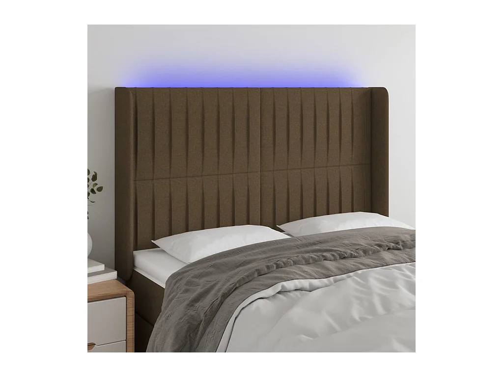 Testiera a LED MarroneScuro147x16x118/128cm inTessuto