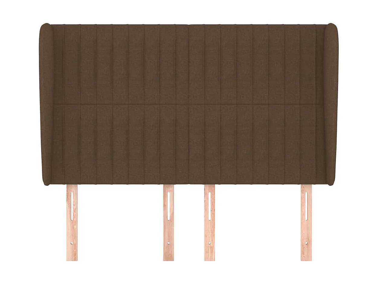 Tête de lit avec oreilles Marron foncé 147x23x118/128 cm Tissu