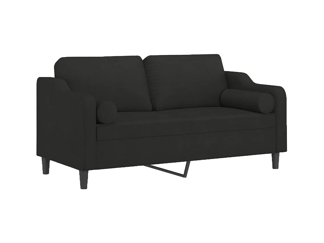 Canapé 2 places avec oreillers décoratifs noir 140 cm tissu