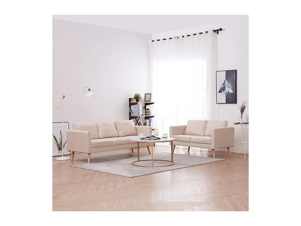 Ensemble de canapé 2 pcs tissu crème