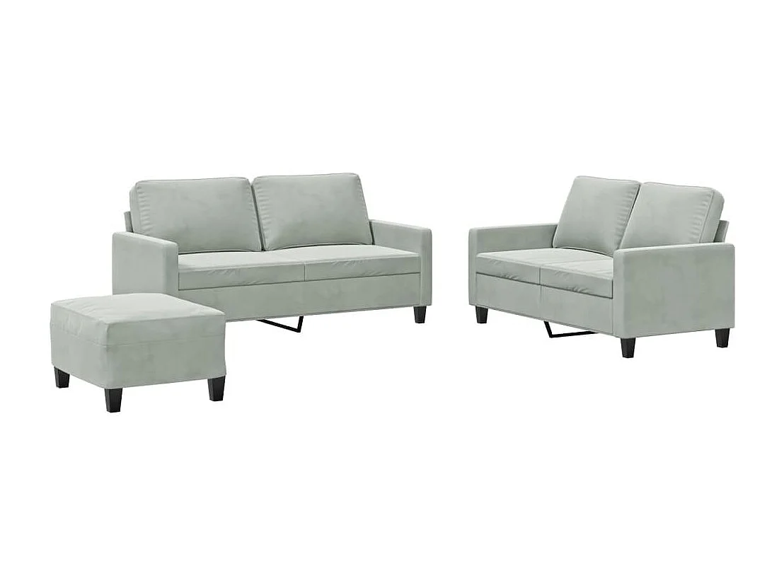 Ensemble de canapés 3 pcs avec coussins Gris clair Velours