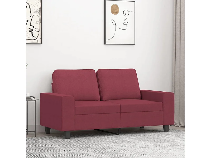 Canapé à 2 places Rouge bordeaux 120 cm Tissu