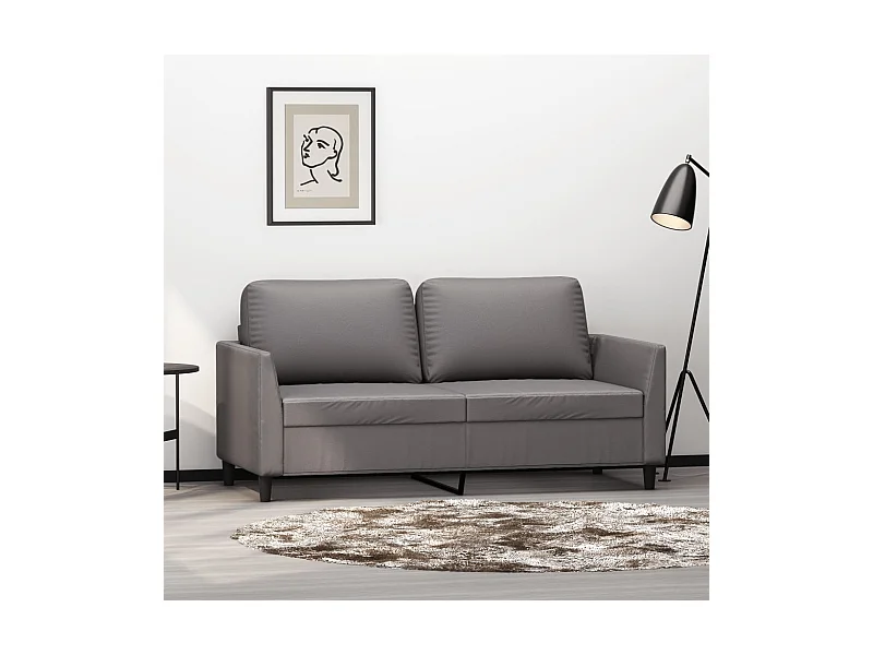 2-Sitzer-Sofa Grau 140 cm Kunstleder