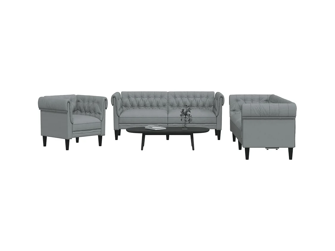 Ensemble de canapés 3 pcs gris clair tissu