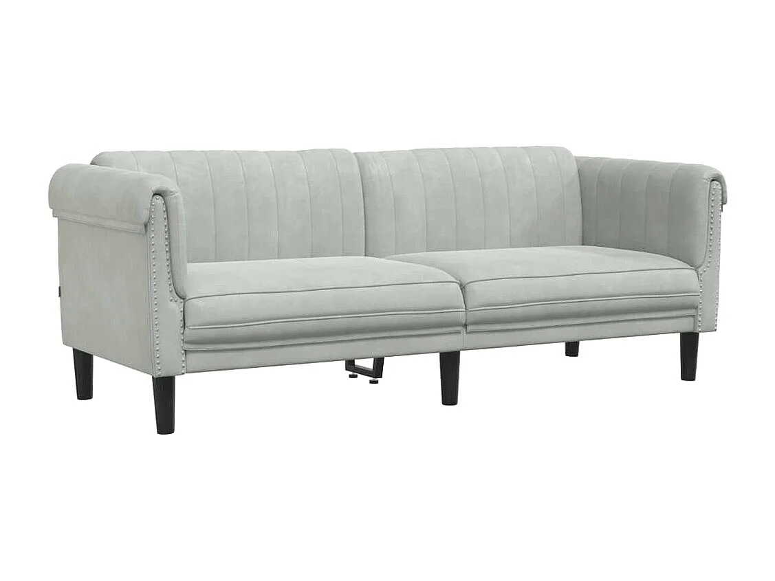 Divano a 3 Posti Grigio Chiaro in Velluto