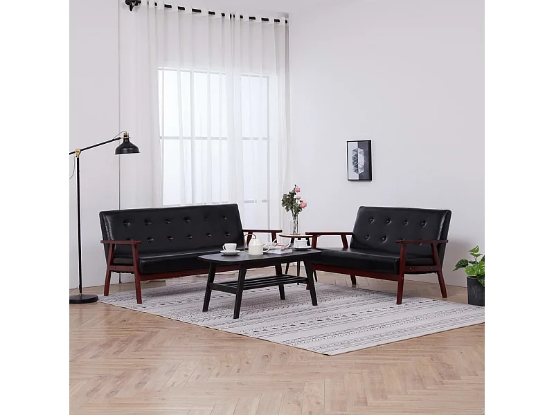 Set di Divani 2 pz Nero in Similpelle