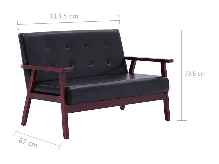 Set di Divani 2 pz Nero in Similpelle