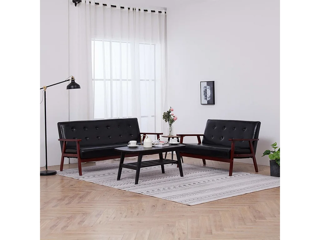 Ensemble de canapés 2 pcs Noir Similicuir