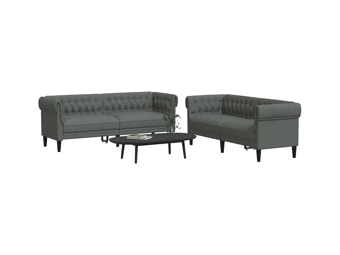 Ensemble de canapés 2 pcs gris foncé tissu
