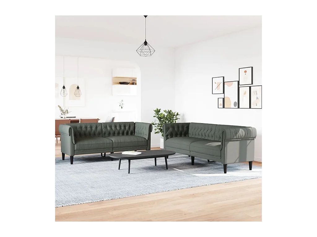 2-delige Loungeset stof donkergrijs