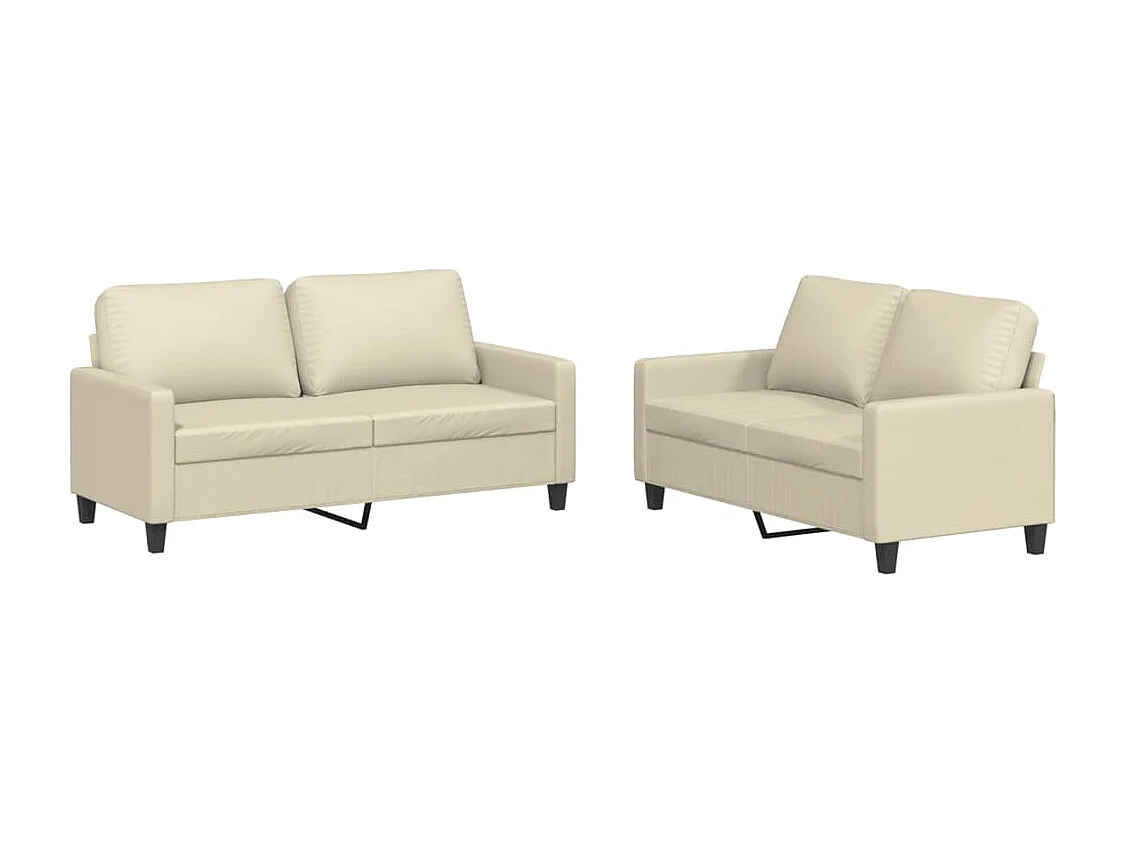 2-delige Loungeset met kussens kunstleer crème