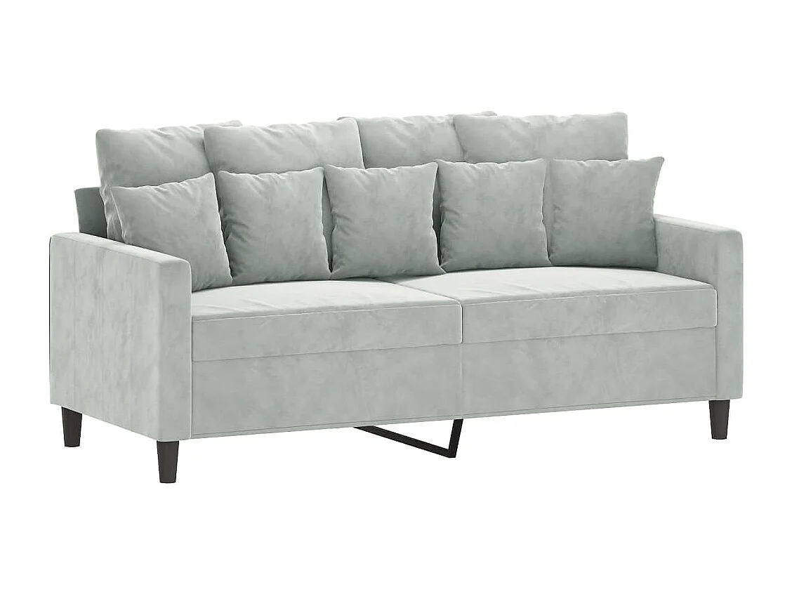 Set di Divani 3 pz con Cuscini Grigio Chiaro in Velluto