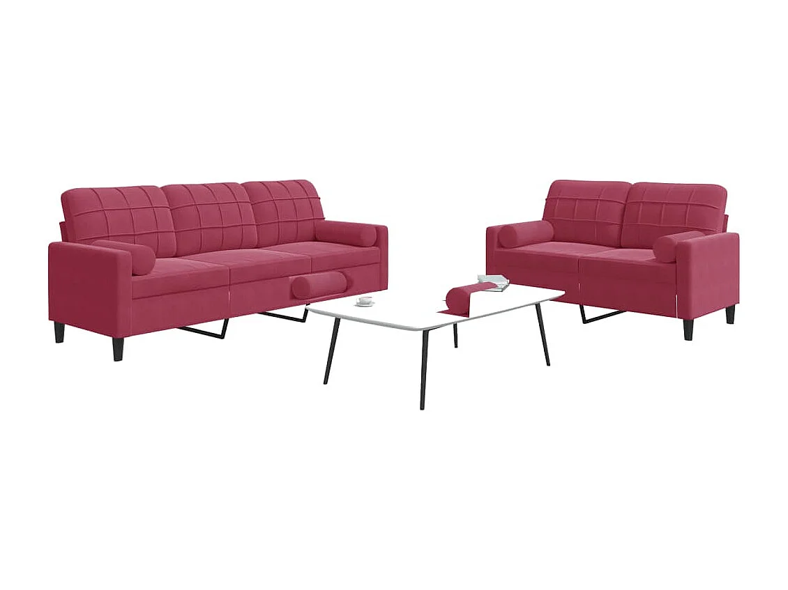 Ensemble de canapés 2 pcs avec coussins et traversins velours
