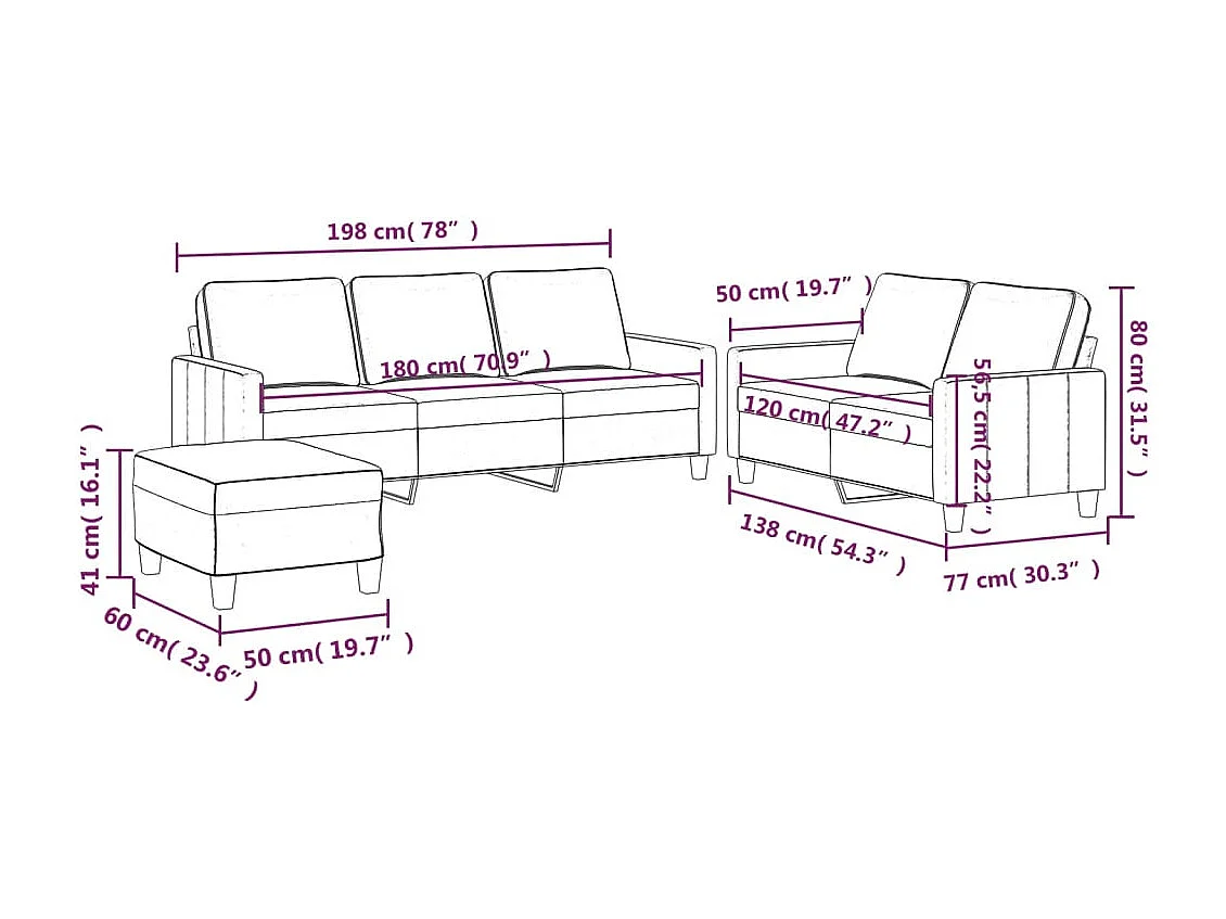 Set di Divani 3 pz con Cuscini giallo in Velluto