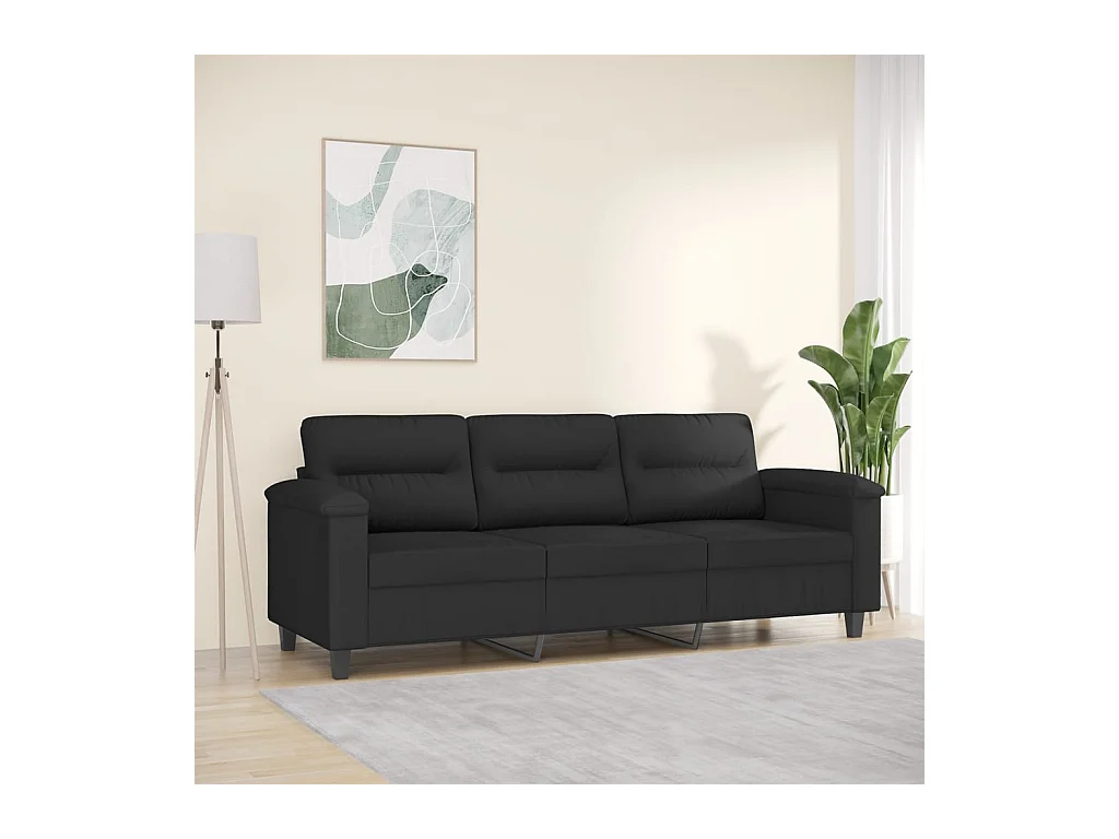 Driezitsbank 180 cm microvezelstof zwart