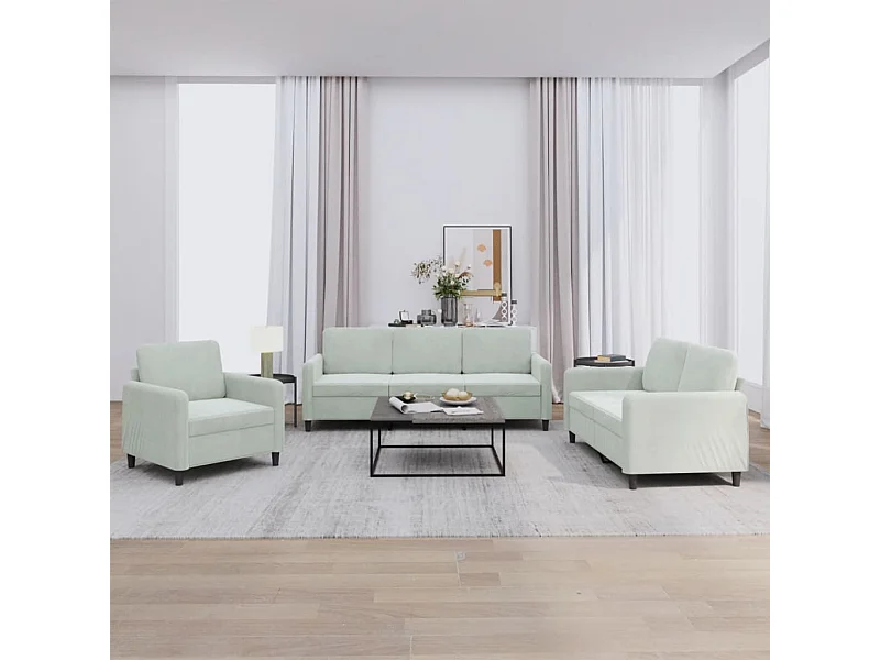 Ensemble de canapés 3 pcs gris clair velours