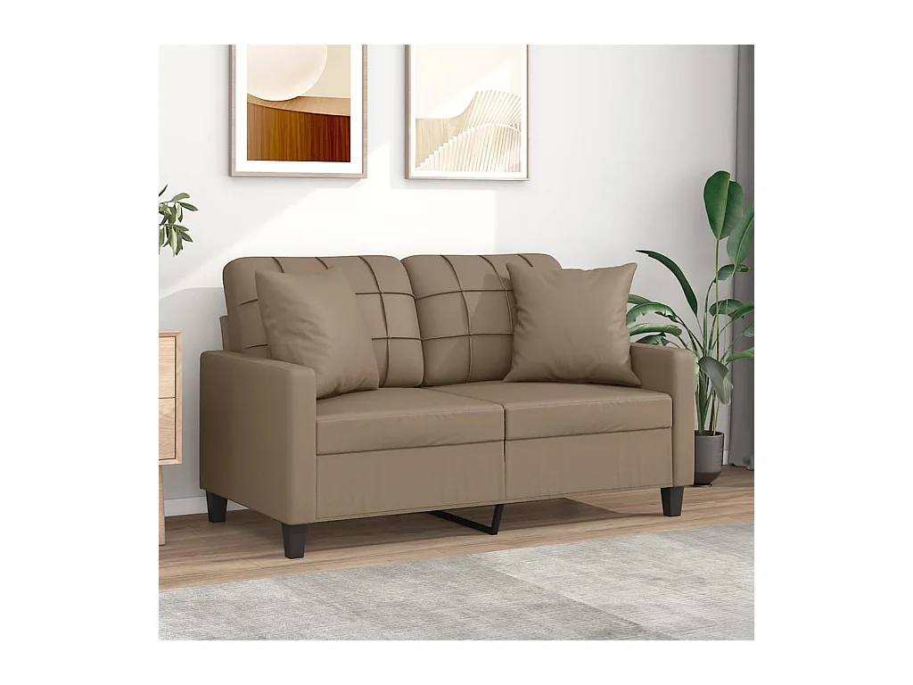 Divano a 2 Posti con Cuscini Cappuccino 120 cm in Similpelle