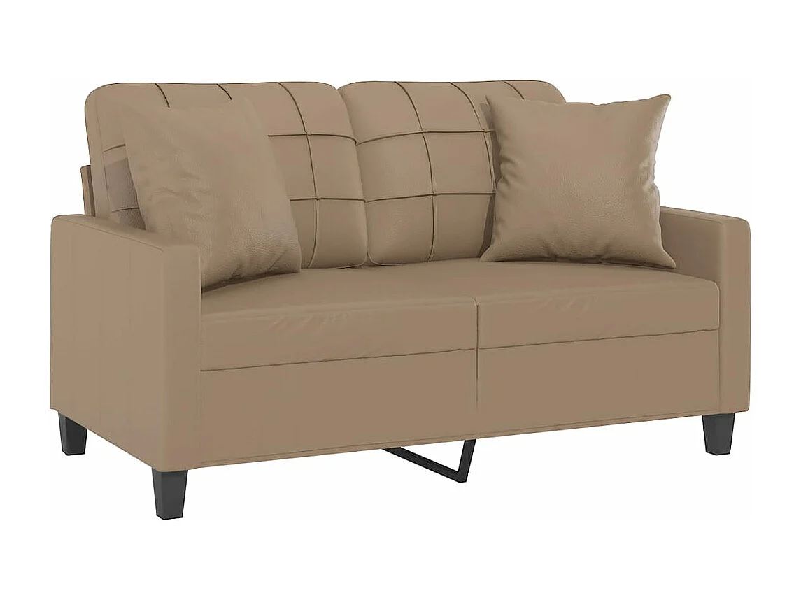 Tweezitsbank met sierkussens 120 cm kunstleer cappuccinokleurig