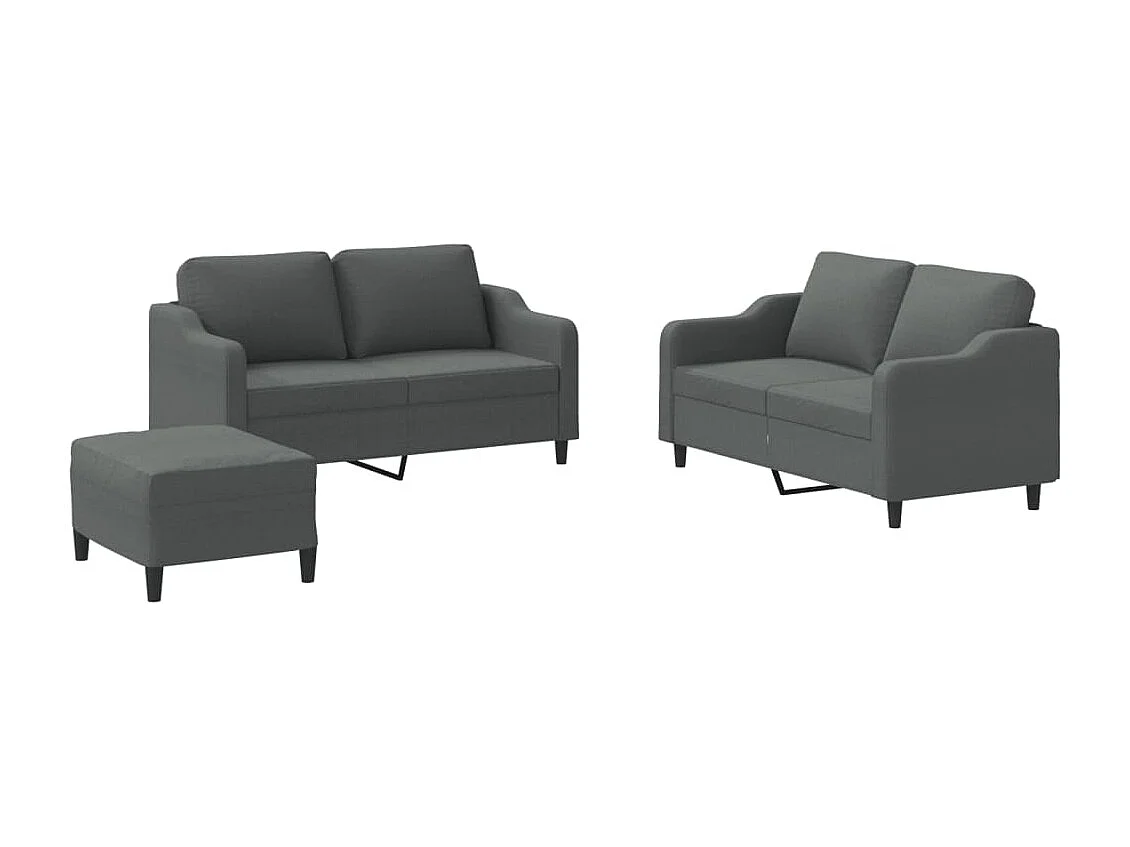 Ensemble de canapés 3 pcs avec coussins Gris foncé Tissu