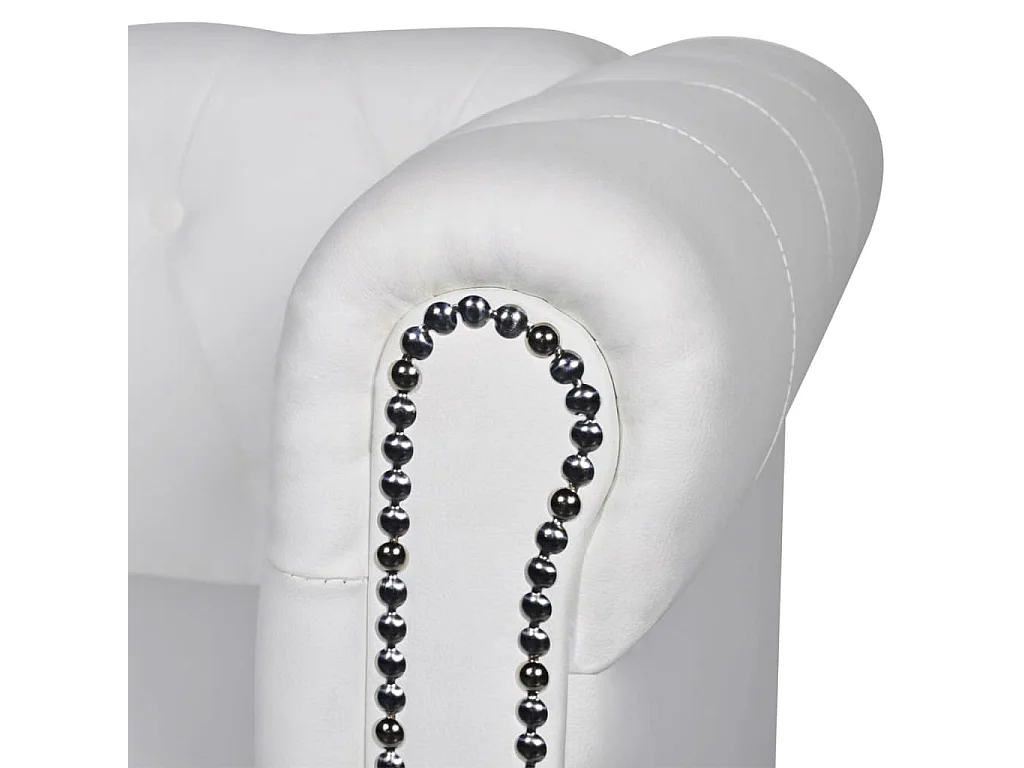 Sofá Chesterfield de 2 lugares em couro artificial branco