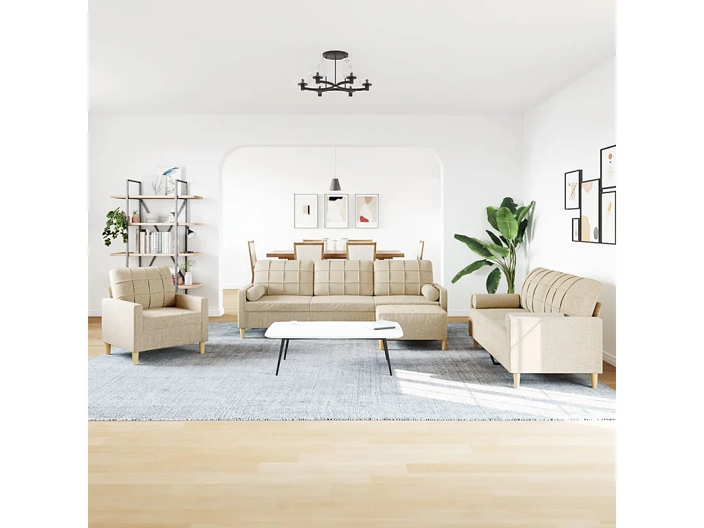 Ensemble de canapés 4 pcs repose-pied et coussins décoratifs