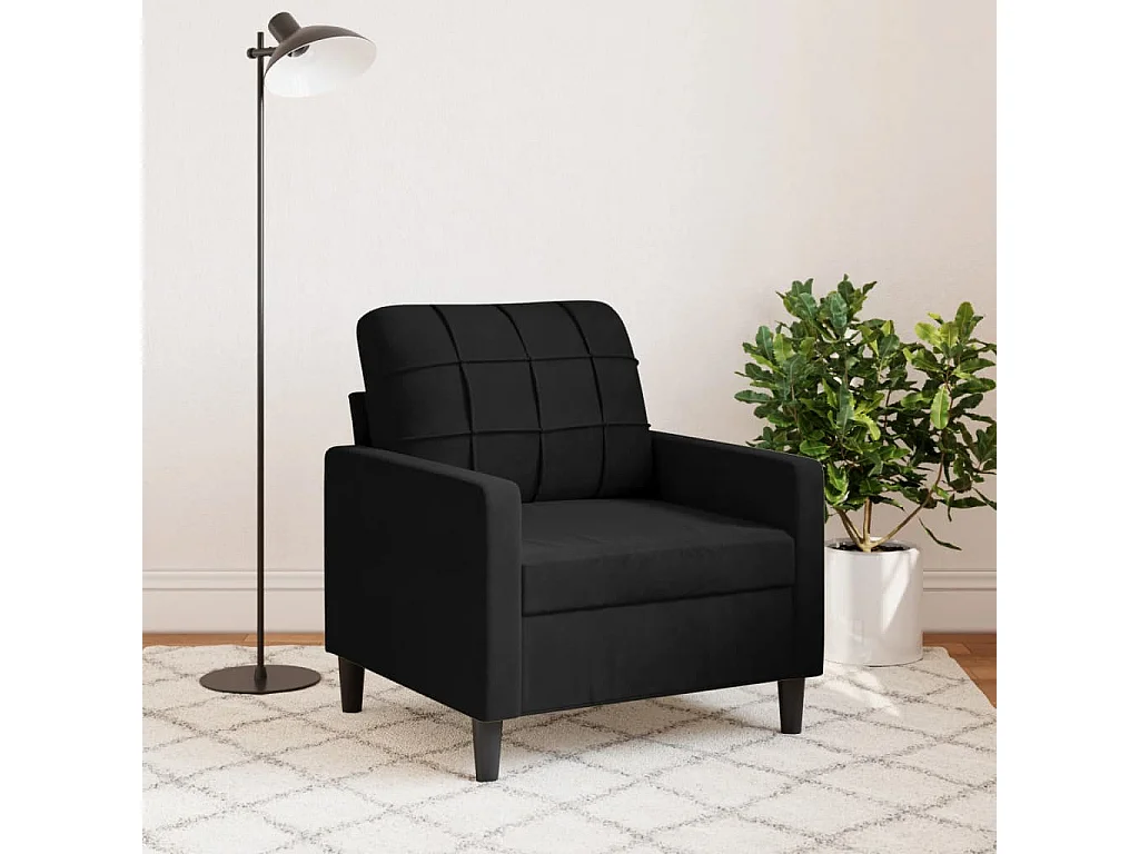Sillón de terciopelo negro 60 cm