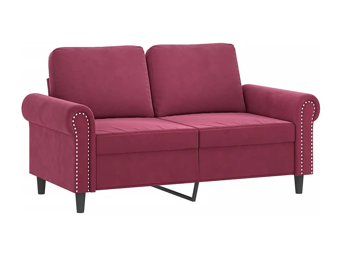 Set di Divani 3 pz con Cuscini Rosso Vino in Velluto