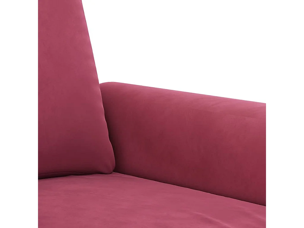 Set di Divani 3 pz con Cuscini Rosso Vino in Velluto