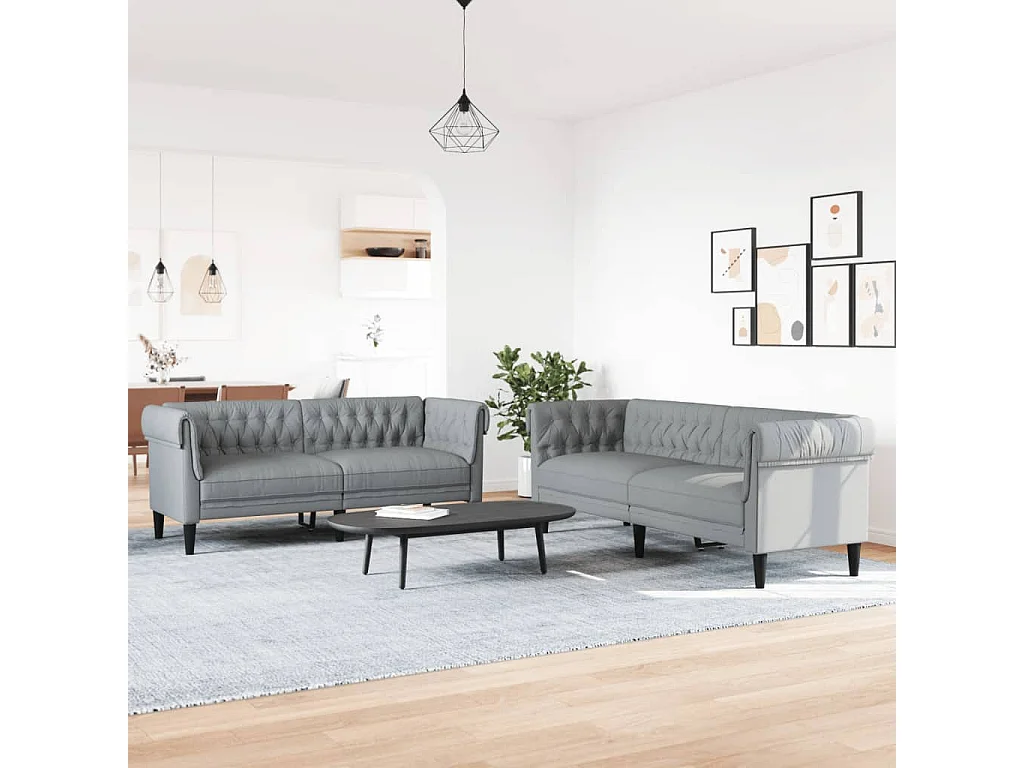 2-tlg. Sofagarnitur Hellgrau Stoff