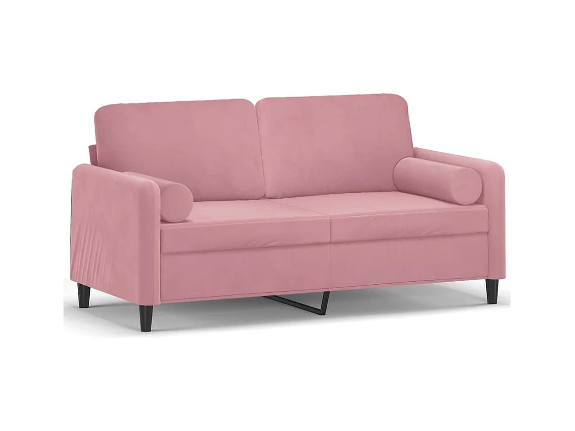 Canapé 2 places avec oreillers décoratifs rose 140 cm velours