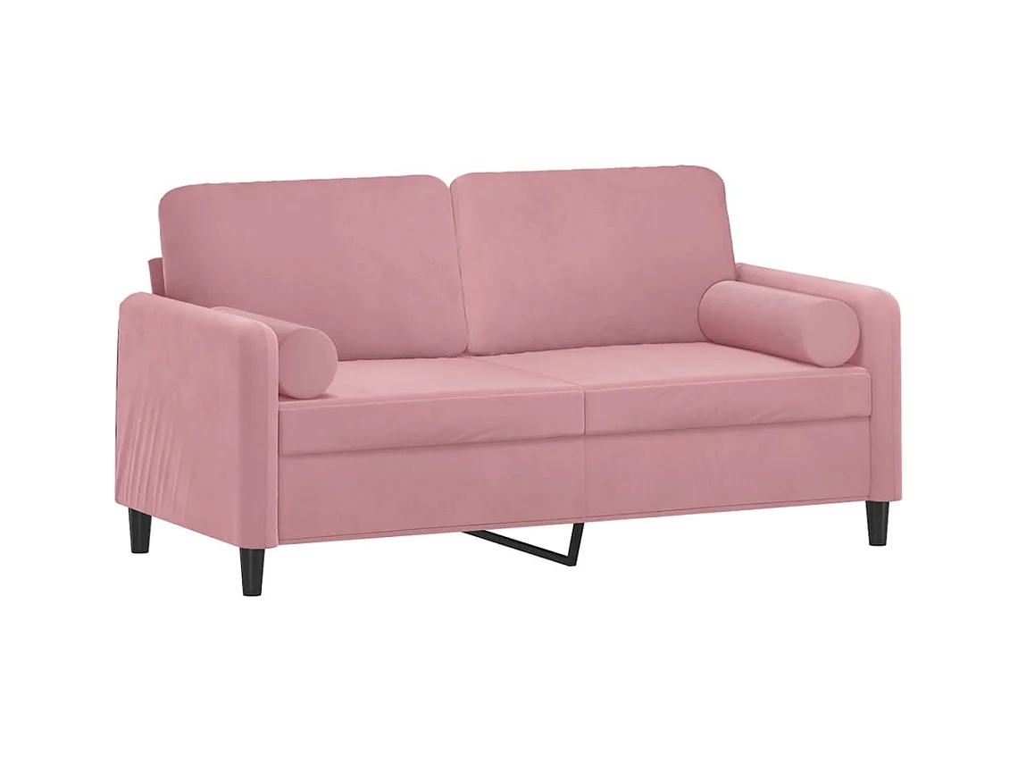 Canapé 2 places avec oreillers décoratifs rose 140 cm velours