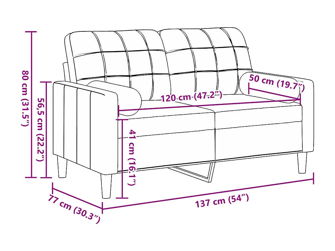 Tweezitsbank met sierkussens 120 cm fluweel bruin