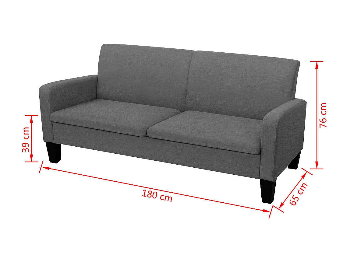 Sofá de 3 lugares 180x65x76 cm cinzento-escuro