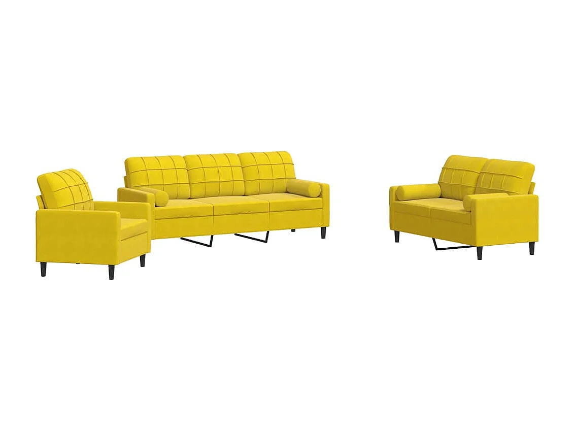 Juego de sofás con cojines 3 piezas terciopelo amarillo