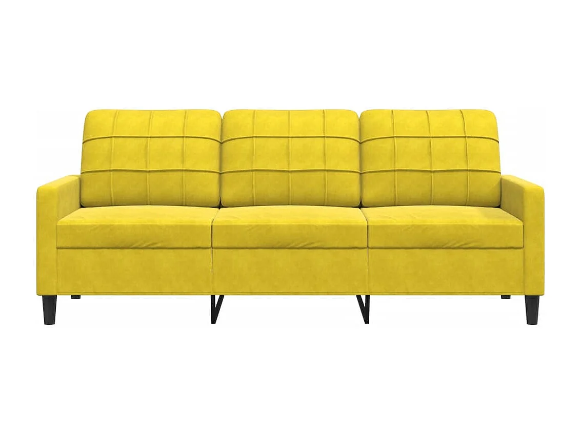 Canapé à 3 places Jaune 180 cm Velours