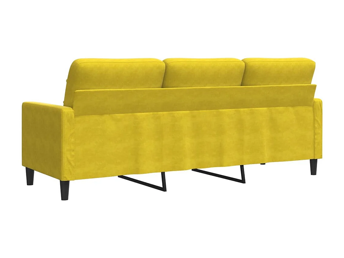 Canapé à 3 places Jaune 180 cm Velours