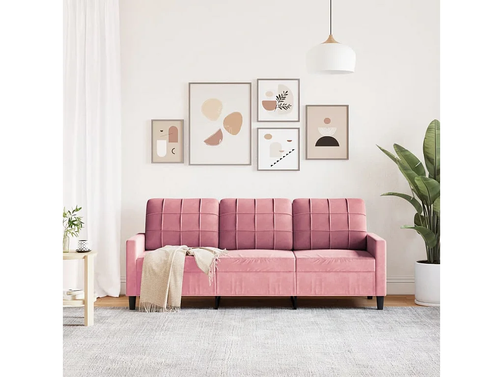 Divano a 3 Posti rosa 180 cm in Velluto