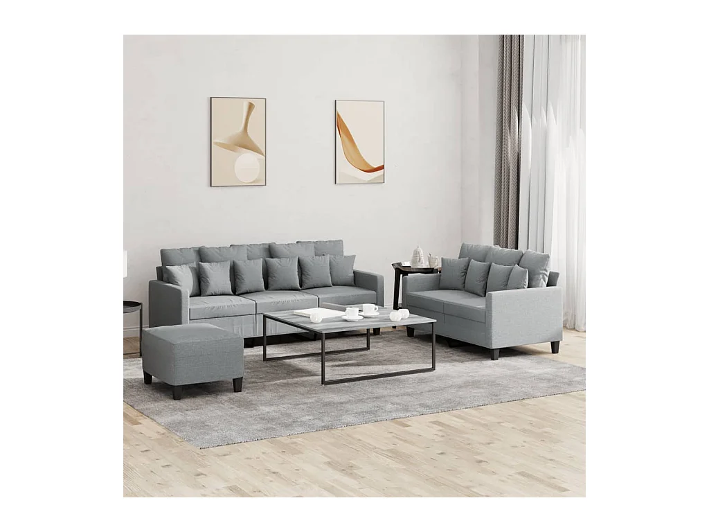Ensemble de canapés 3 pcs avec coussins Gris clair Tissu