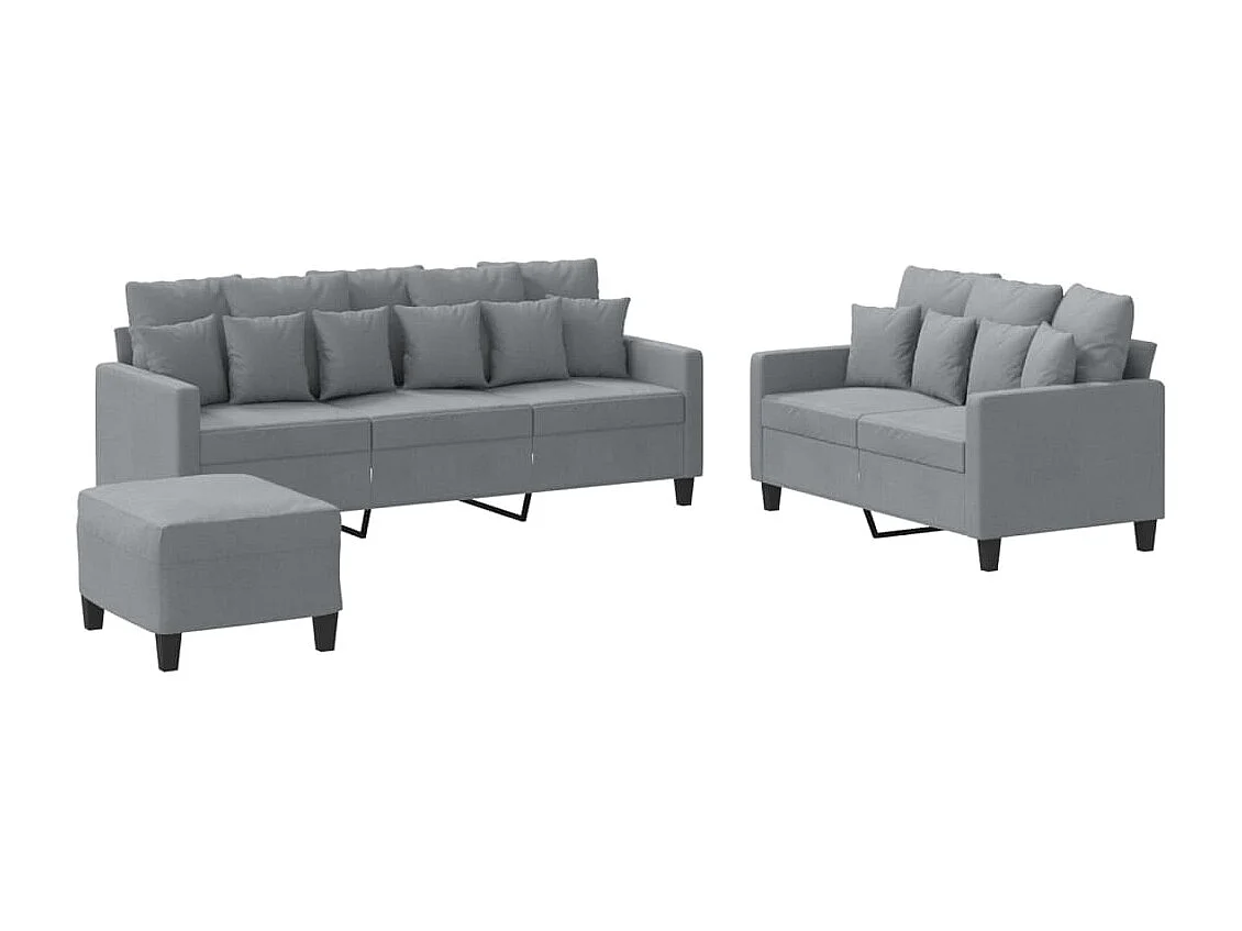 Ensemble de canapés 3 pcs avec coussins Gris clair Tissu