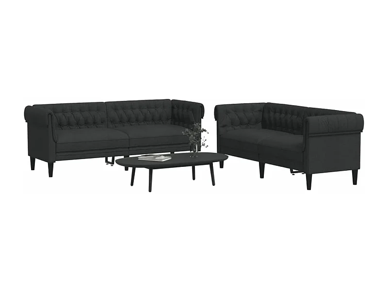 Ensemble de canapés 2 pcs noir tissu