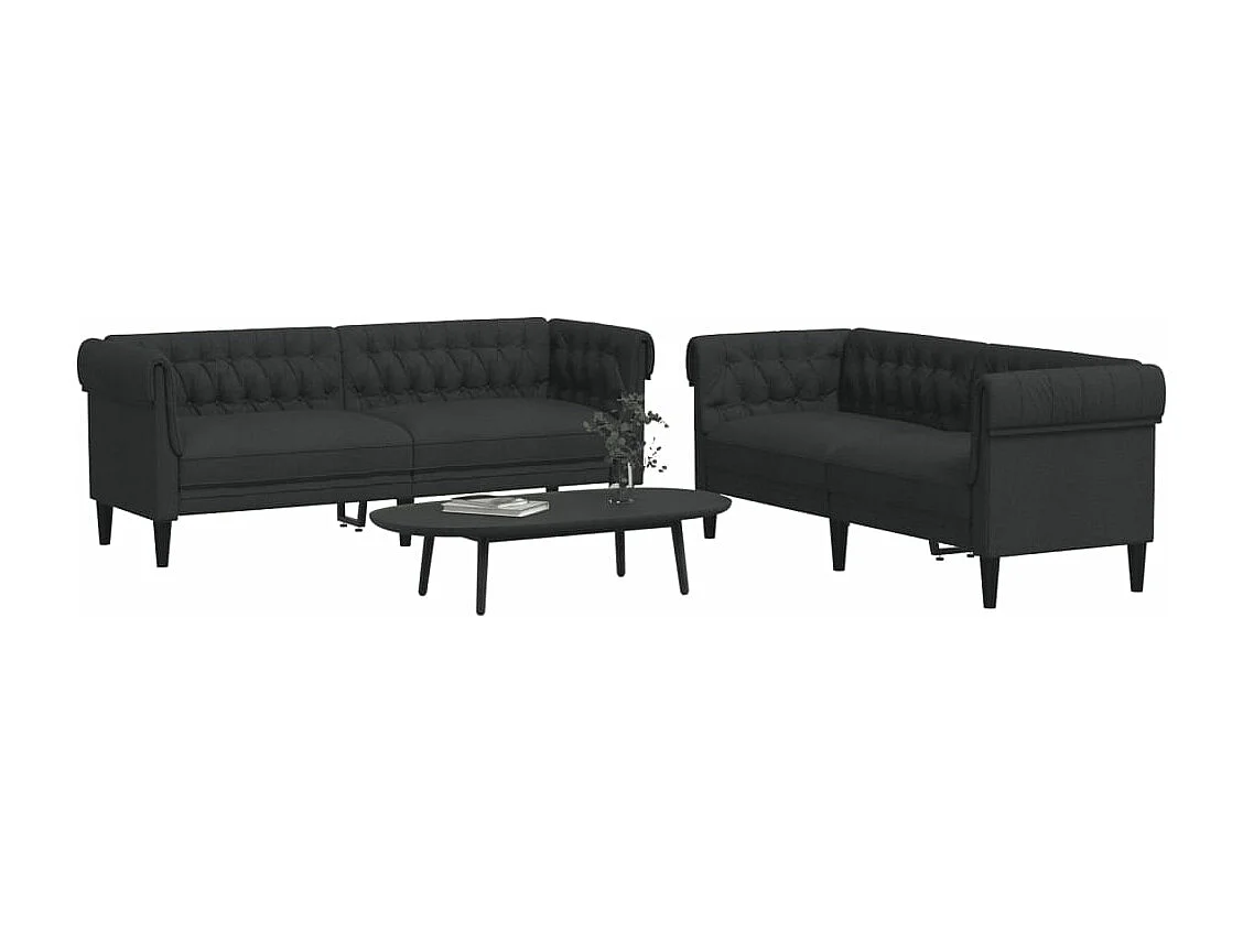 Ensemble de canapés 2 pcs noir tissu