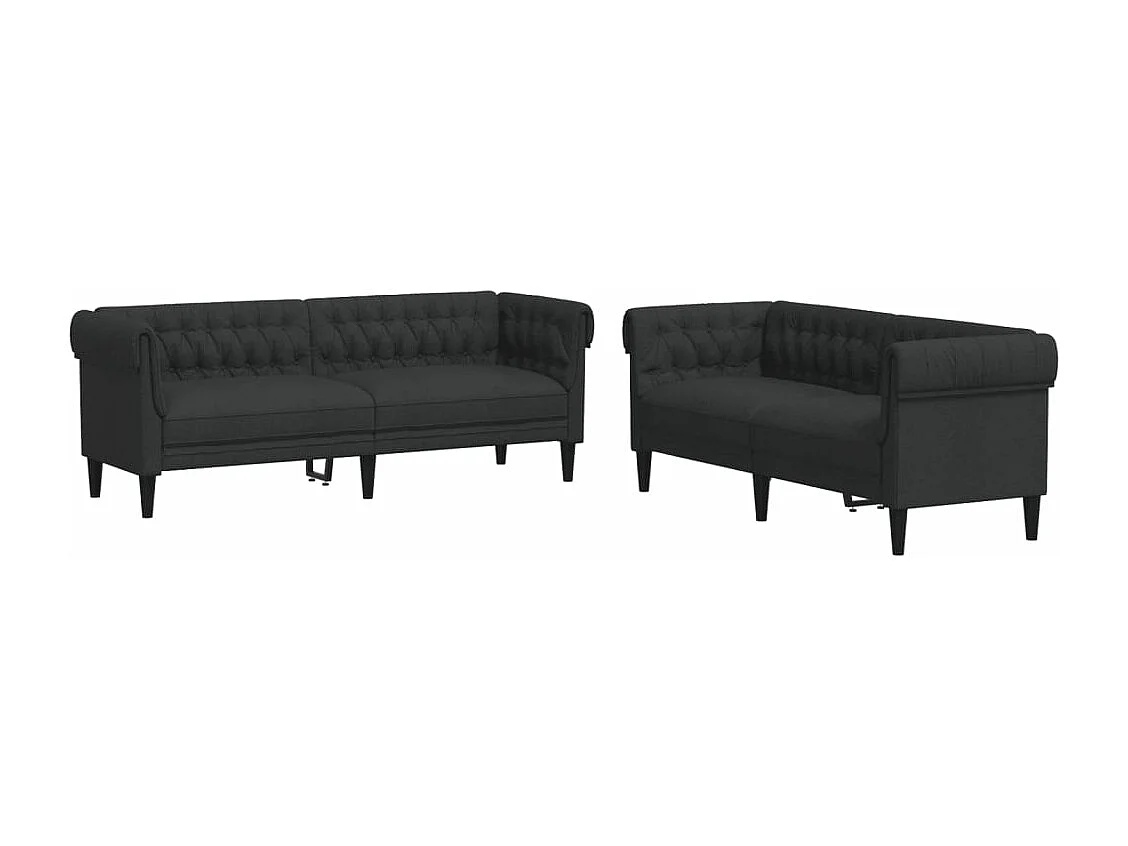 Ensemble de canapés 2 pcs noir tissu