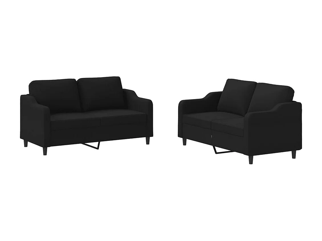 Ensemble de canapés 2 pcs avec coussins Noir Tissu