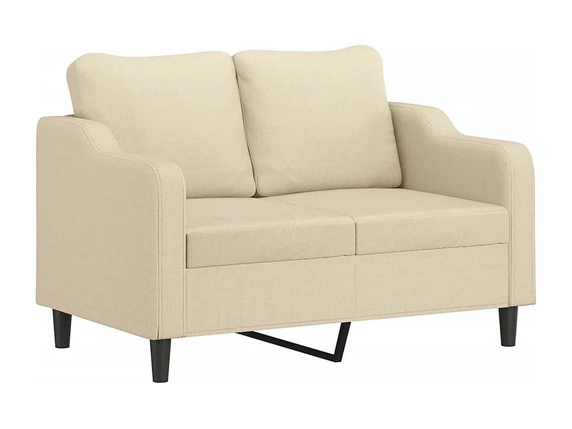 Canapé 2 places avec oreillers décoratifs crème 120 cm tissu