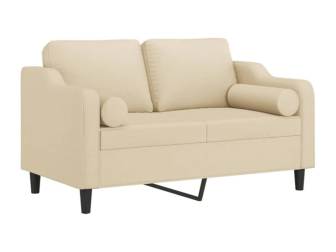 Canapé 2 places avec oreillers décoratifs crème 120 cm tissu