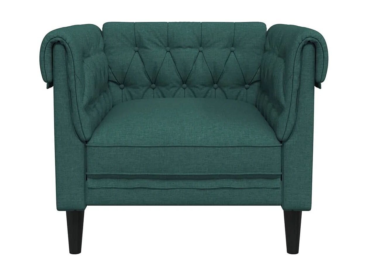 Fauteuil Chesterfield vert foncé tissu