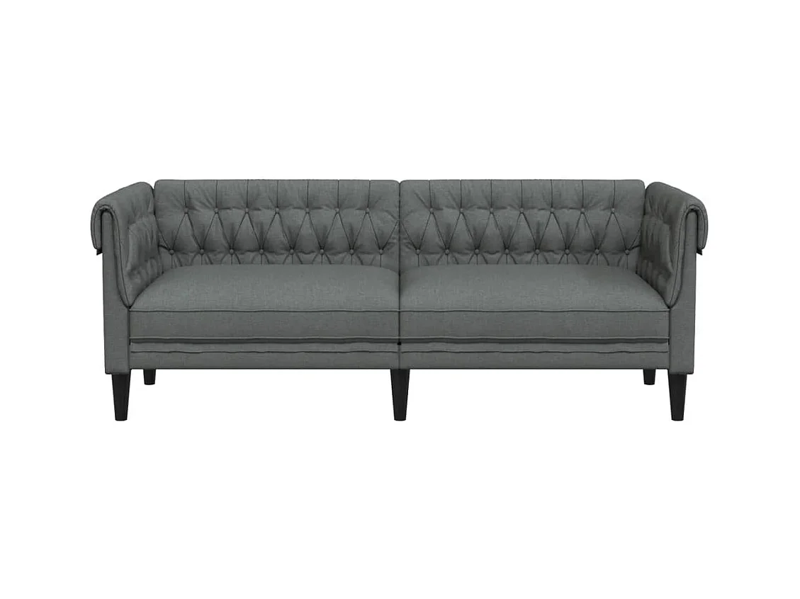 Canapé Chesterfield 3 places gris foncé tissu