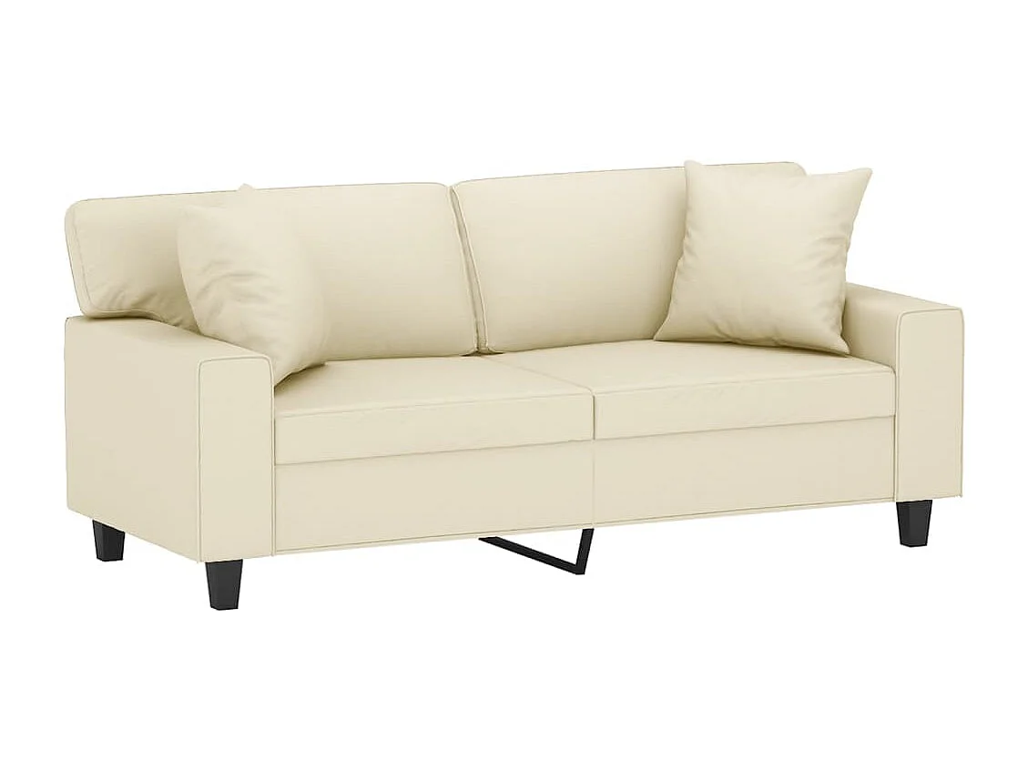 Sofá 2 lugares + almofadas decorativas 140cm couro artif. creme