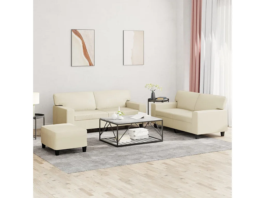 Ensemble de canapés 3 pcs crème similicuir